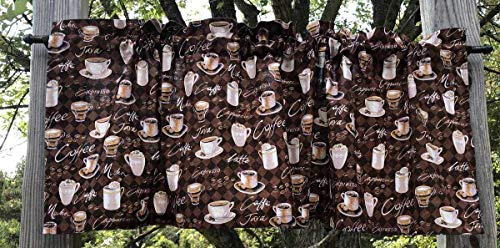 Coffee Cups Mugs Cup of Morning Joe Cafe Beverage Kitchen Dining Room Window Curtain Valance