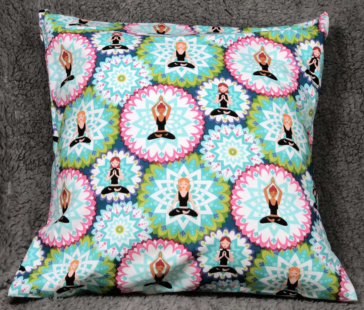 Yoga Meditation Pose Pillow Cover, Workout Camper Sofa Accent Pillow Sham, Farmhouse Pillow Cover, Handcrafted Pillow Cover
