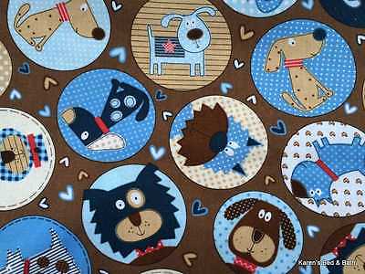 Puppy Dog Circle Canine Pet Shop Vet Clinic Blue Brown Curtain Valance NEW