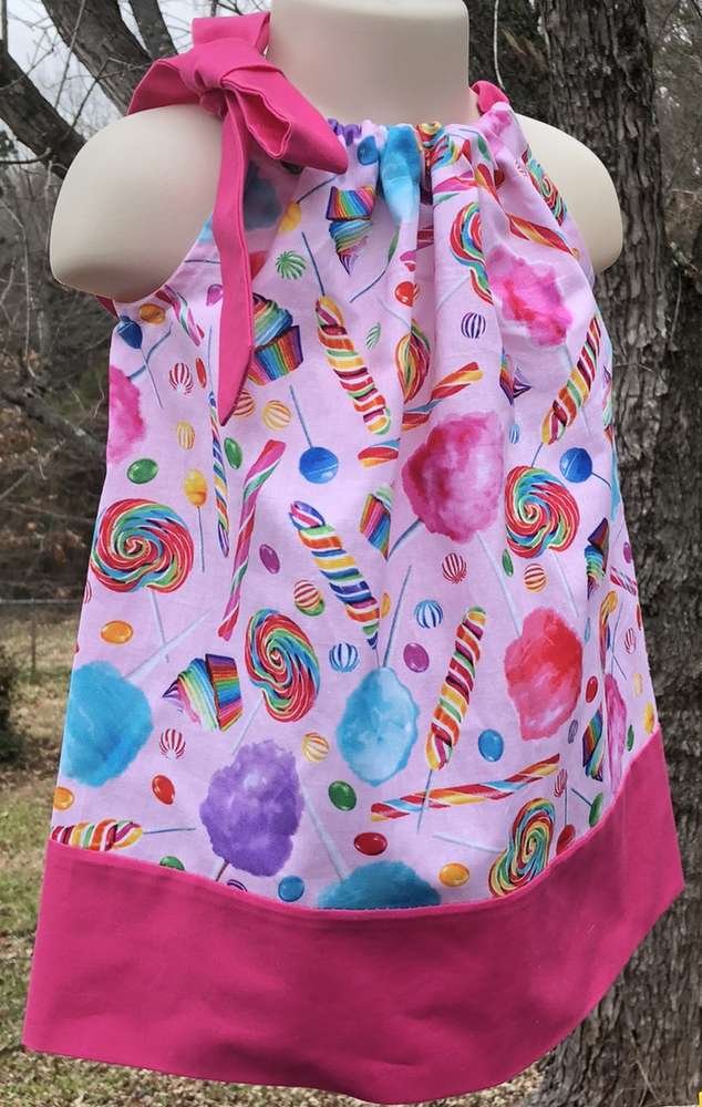 Candy Pillowcase Dress Cupcake Circus Cotton Candy Lollipop Candyland Toddler Baby Birthday Party Dress 6-12 Month Ready to Ship