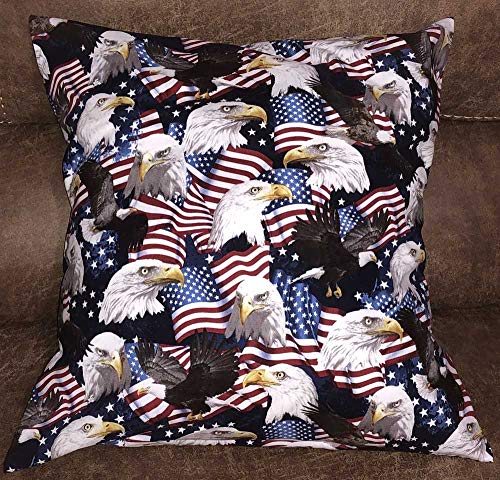 American Eagle USA Flag Pillow Cover Patriotic Print Accent Pillow Sham Farmhouse Handcrafted Pillow Cover Sham