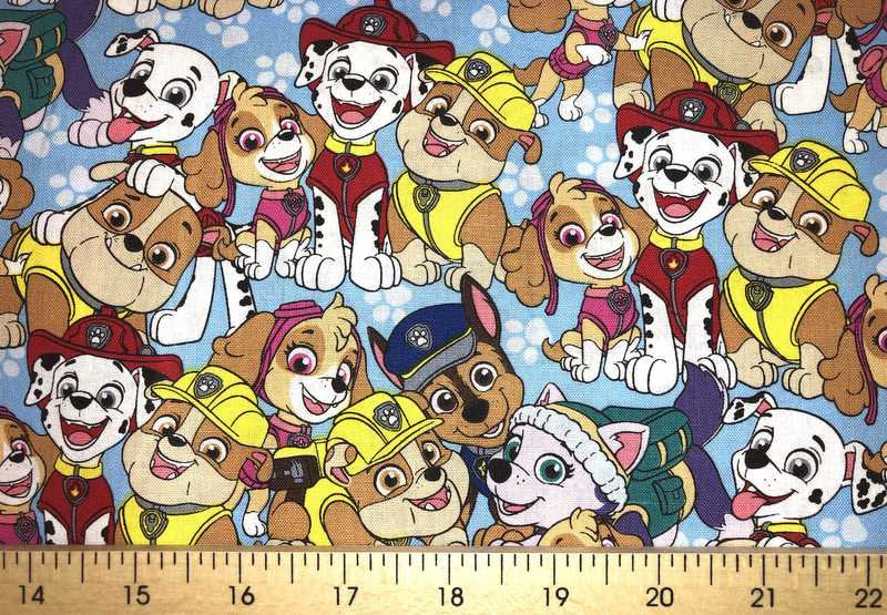 Dog Fabric Cartoon Pup Rescue Fabric Rescue Dogs Fabric Puppy Dog Preschool Blue Cotton Quilting Fabric t7/12