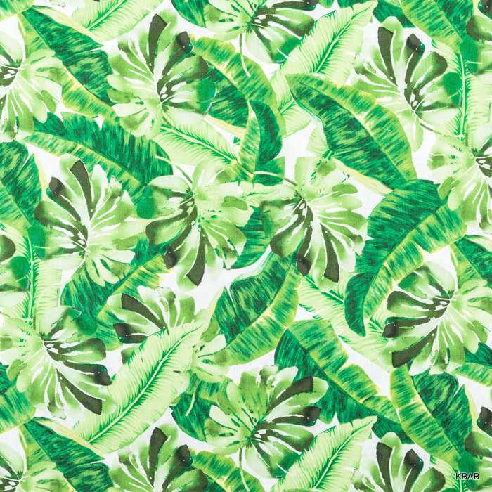 Tropical Green Leaf Fabric Jungle Leaves Big Green Leaf 100% Cotton Apparel Fabric By the Yard Half Yard a4/25