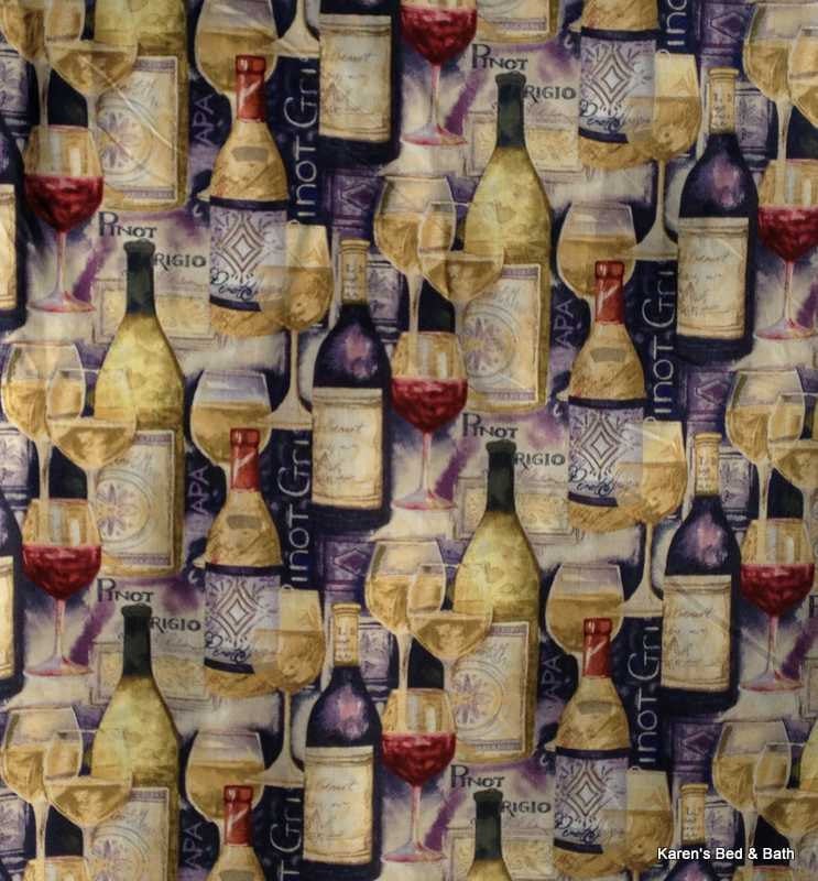 Wine Glass Cellar Bottle Alcholic Beverage Tavern Winery Bar Curtain Valance