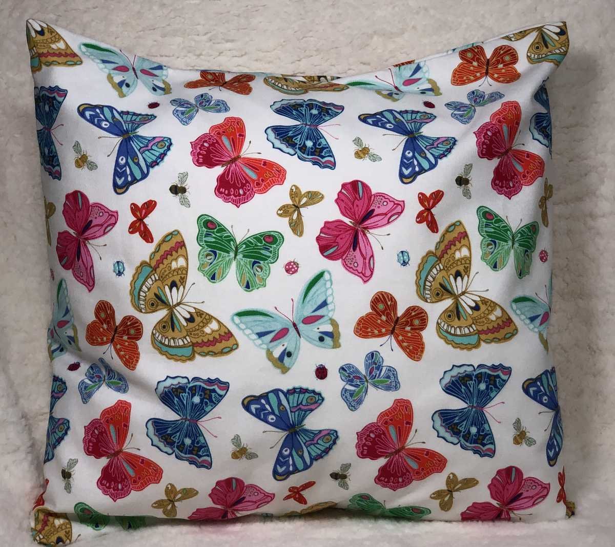 Rainbow Butterfly Pillow Cover, Butterflies Sofa Accent Pillow Sham, Farmhouse Pillow Cover, Handcrafted Removable Pillow Cover