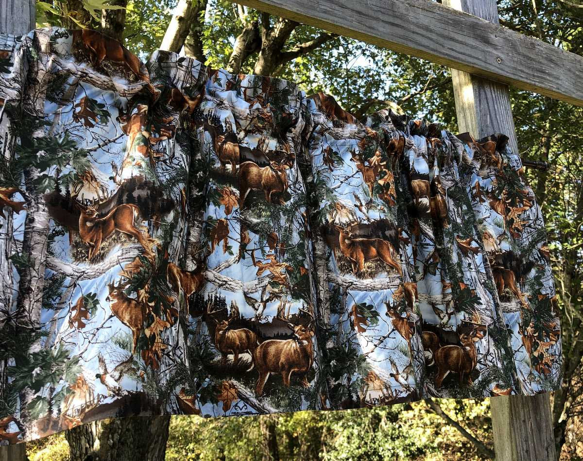 Deer Valance Forest Animal Camouflage Tree Leaves Wildlife Valance Woodland Animals Camo Deer Duck Hunting Lodge Cabin Curtain Valance