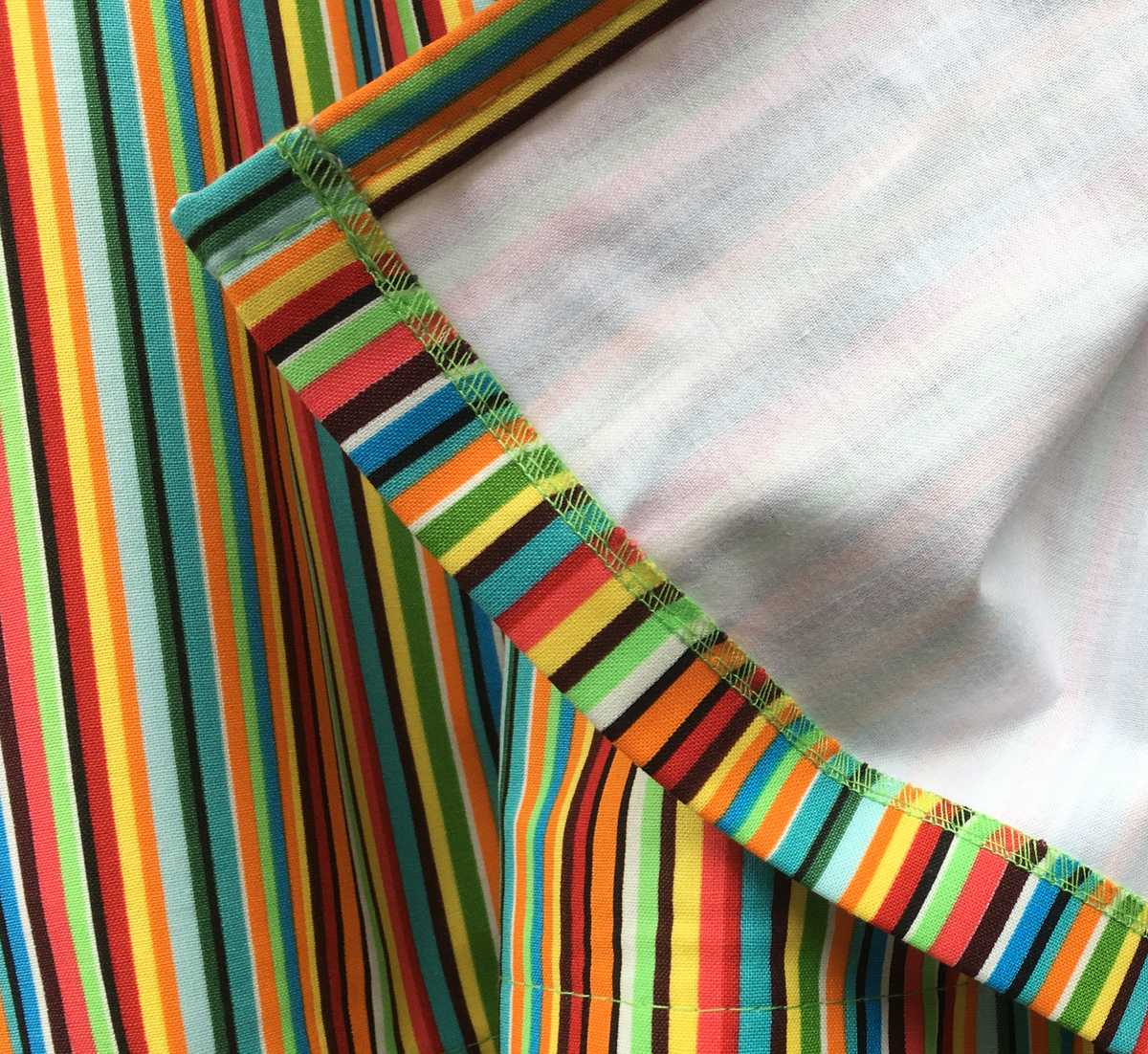 Rainbow Striped Red Blue Green Yellow White Stripes Handcrafted Cotton Lined Curtain Valance