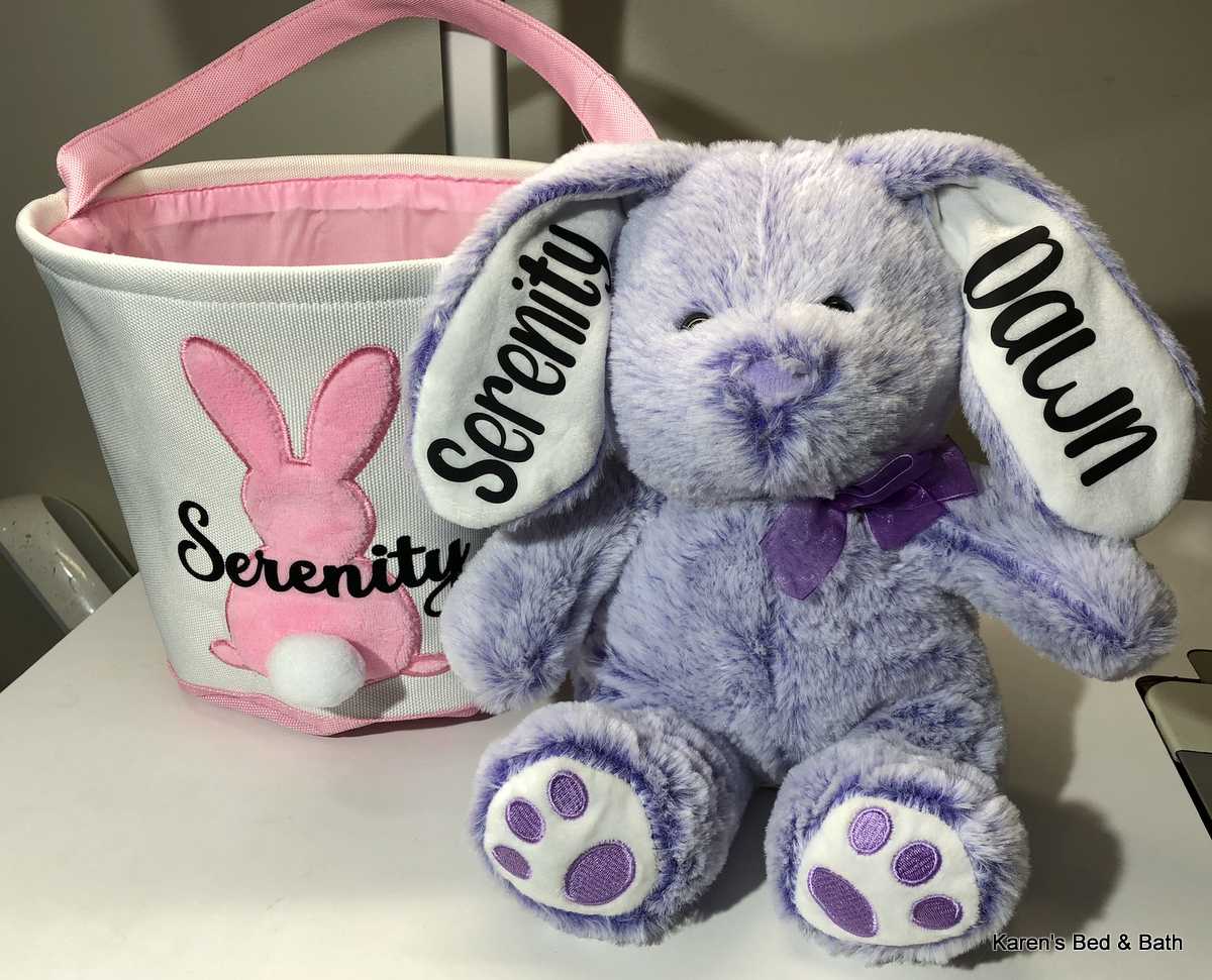 Easter Bunny Personalized Soft Plush Rabbit Animal Snuggle Toy Companion - Choose Color - Blue, Purple, Cream/Tan