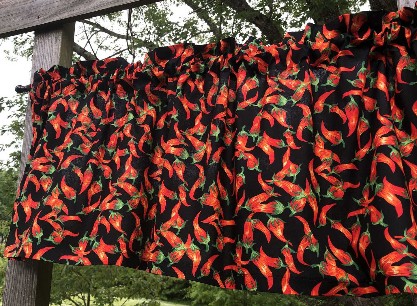 Red Hot Chili Peppers on Black Custom Sewn Handcrafted Curtain Valance NEW