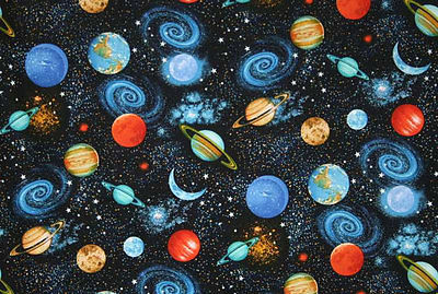 Space Fabric Solar System Universe Planets Night Sky By the Yard FQ HY t6/28