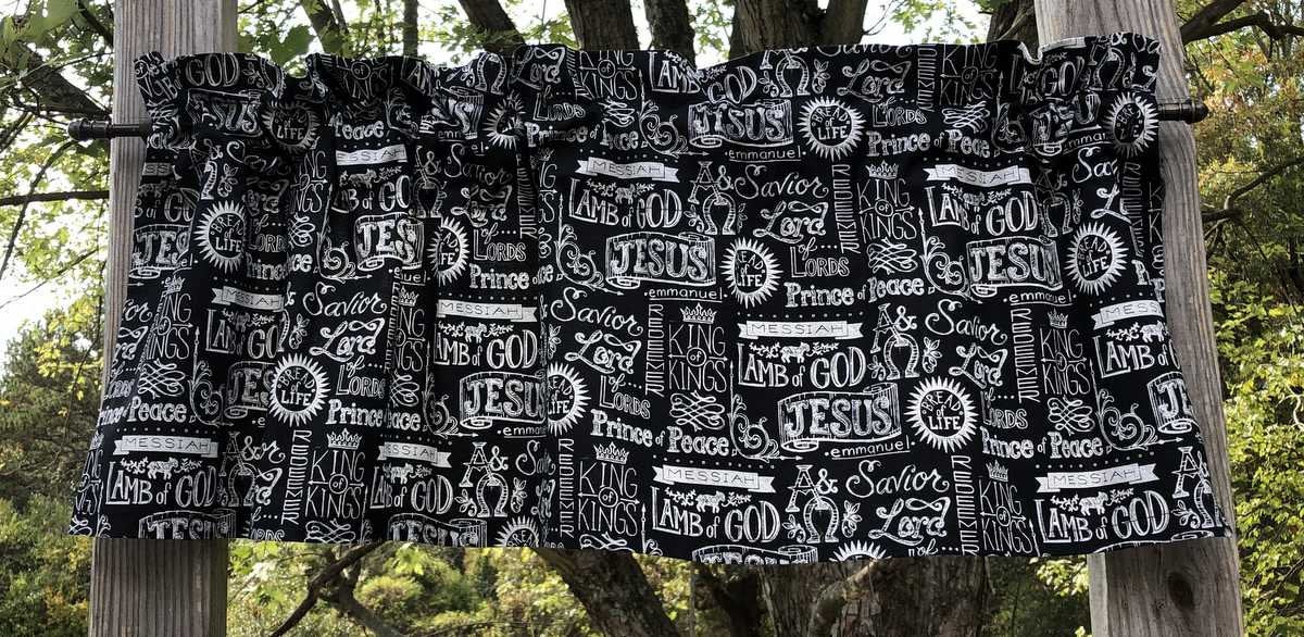 Religious Christian King of Kings RV Camper Lord Jesus Bible Scripture Verses Faith Hope Church Curtain Valance