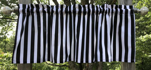 Black & White Stripes 7/8 Inch Awning Striped Kitchen Handcrafted Valance a3/9