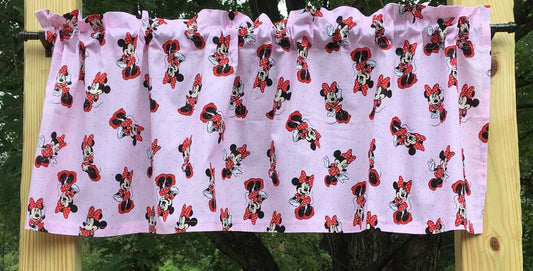 Minnie Mouse Valance Baby Girl Nursery Pink Polka Dots Handmade Curtain Valance