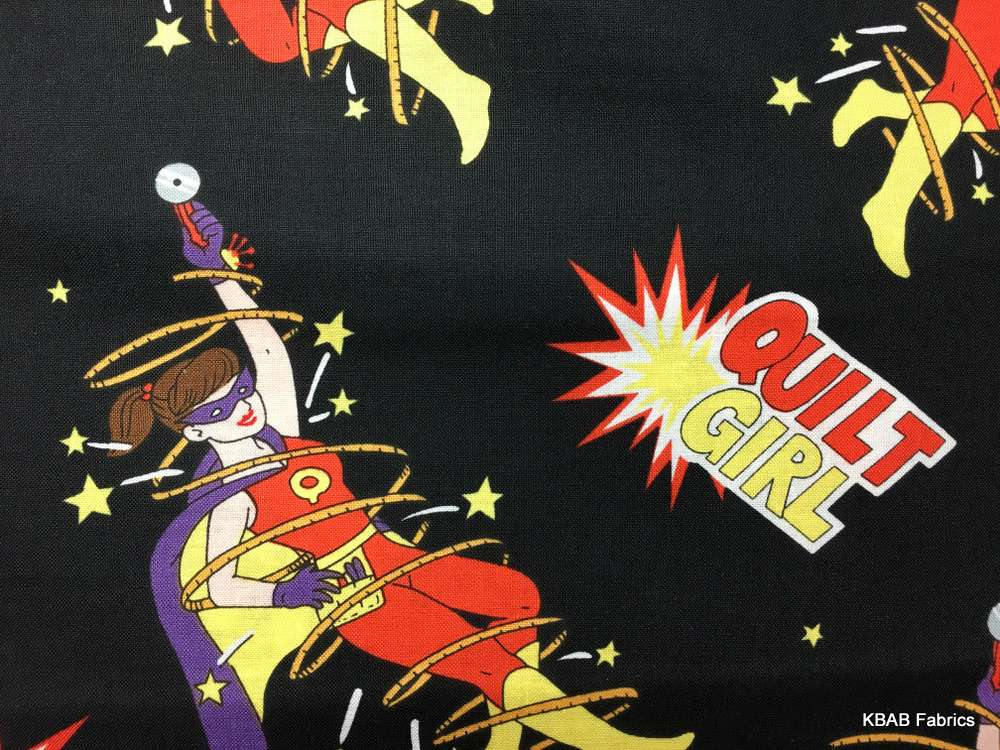 Quilt Girl in the Charity Quilt Crisis Super Hero Fabric By the Yard / Half Yard Superhero Sewing Comic Cotton Quilting Fabric