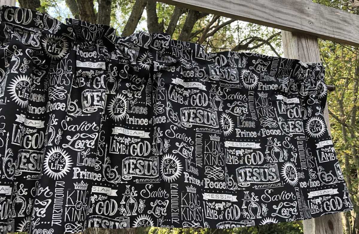 Religious Christian King of Kings RV Camper Lord Jesus Bible Scripture Verses Faith Hope Church Curtain Valance