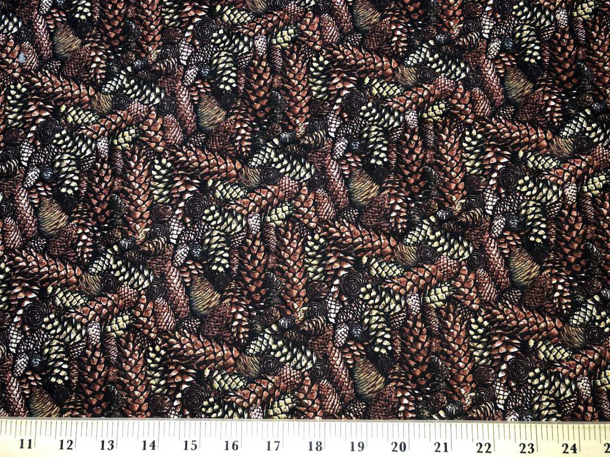 Pinecone Fabric Woodland Pine Cones Nature Fabric Tree Landscape Fabric Mountain Cabin Lodge Rustic Country Christmas Holiday Cotton Fabric