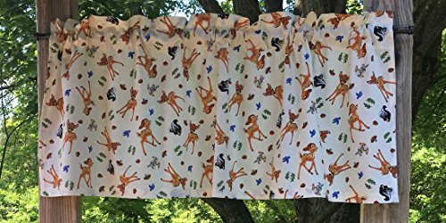 Bambi and Woodland Forest Friends Thumper Baby Deer Animal Kids Girl Boy Baby Nursery Natural/Pale Yellow Cotton Valance