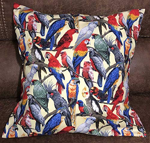 Parrots Jungle Tropical Birds Pillow Cover Parrot Toucans Accent Pillow Sham Aviary Farmhouse Handcrafted Pillow Cover Sham/b