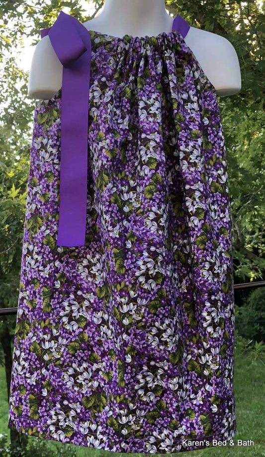 Purple Lilac Pillowcase Dress Purple Flowers All Over Sundress Toddler Baby Girl Pillowcase Dress