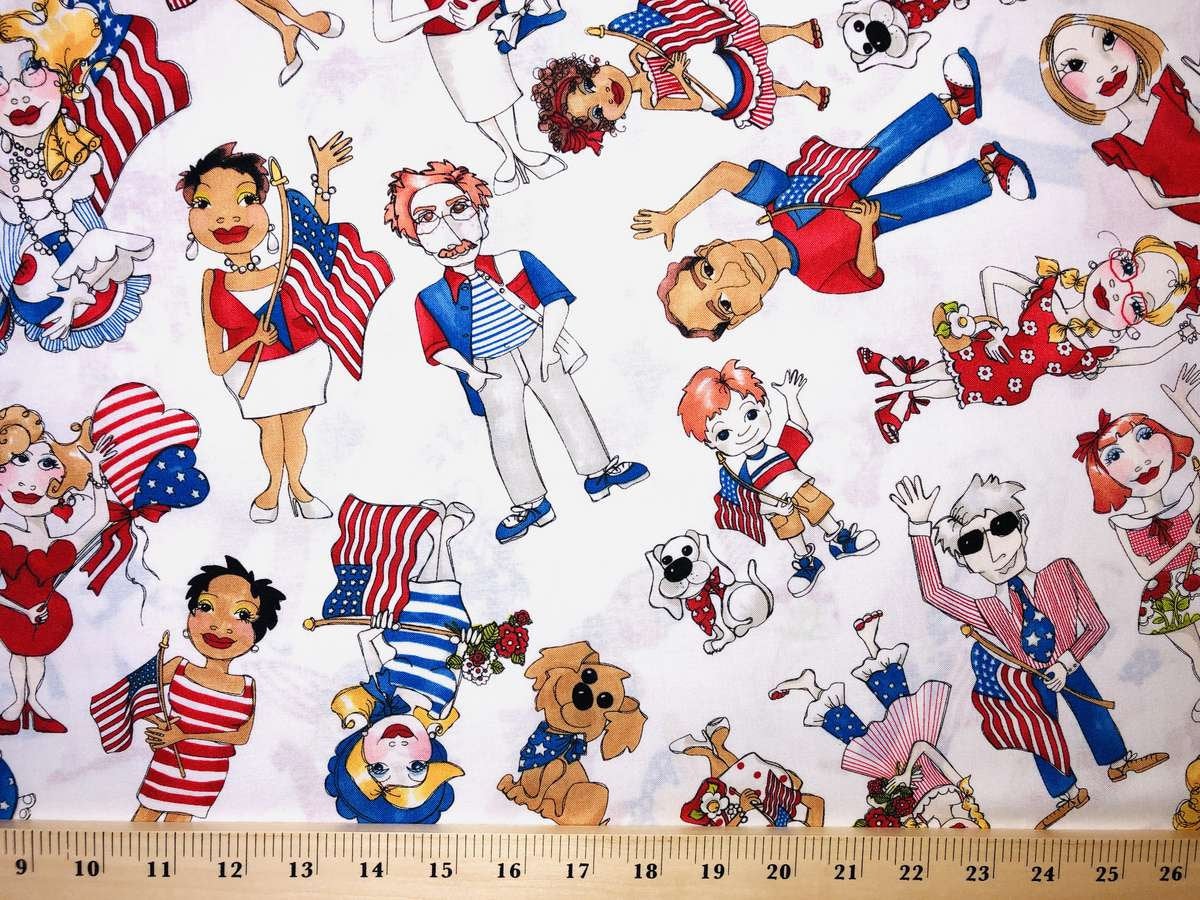 Patriotic US Fabric USA Flag Fabric July 4th Fabric Loralie Designs Proud American Spirit Cotton Fabric