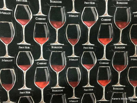 Fine Dinner Wines Merlot Cabernet Pinot Noir Bourgogne Wine Glass Black Curtain Valance