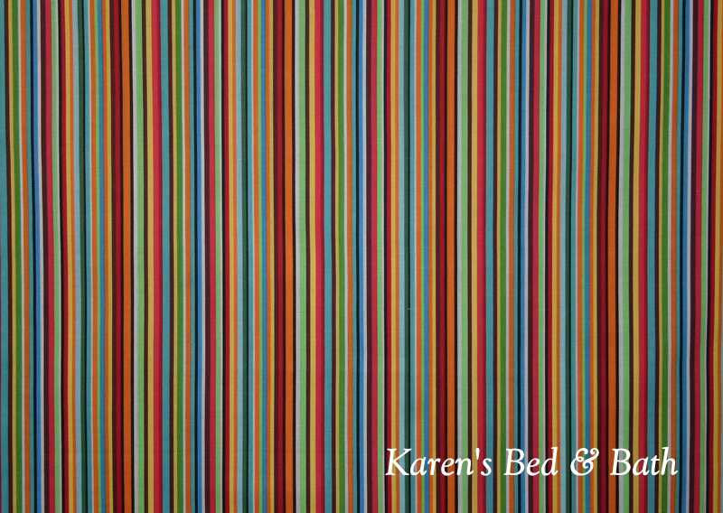Rainbow Gearhead Stripe Curtain Panels Sewn in Blue Green Red Orange Brown White Striped Curtains / Drapes