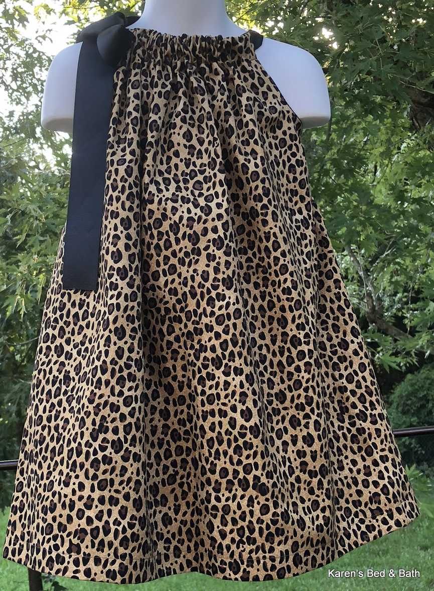 Leopard Pillowcase Dress Safari Zoo Animal Toddler Baby Girl Brown Black Sundress Pillowcase Dress