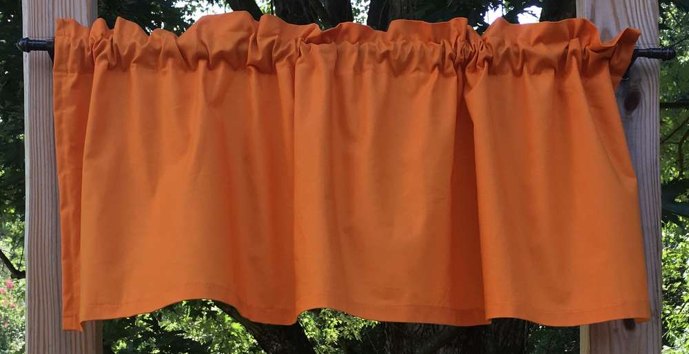 Solid Orange Halloween Autumn Handcrafted Kitchen Bath Curtain Valance