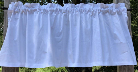 Solid White Handcrafted White Kitchen Bath Farmhouse RV Camper Nursery Curtain Valance or Tier Panel