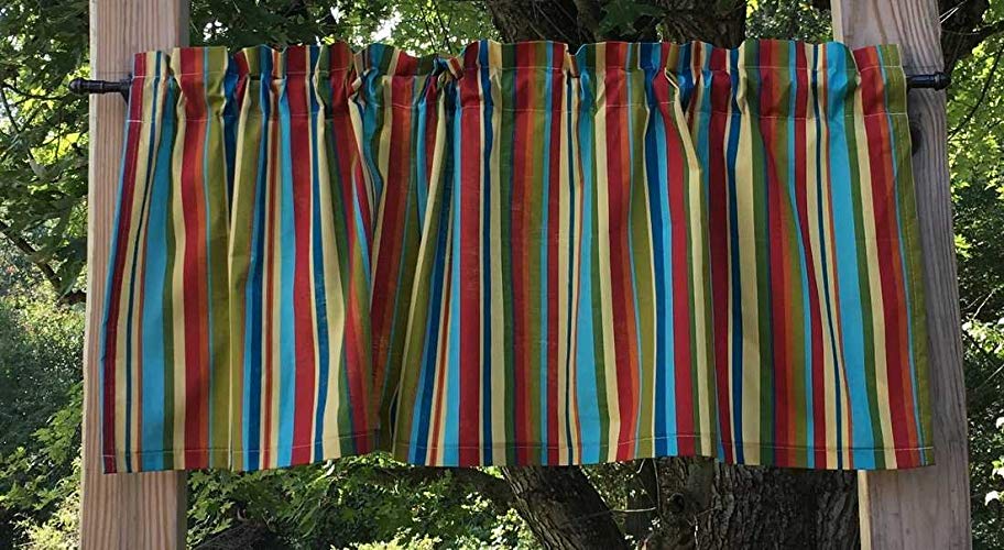 Handcrafted Valance Sewn From Patty Reed Jungle Babies Stripe Baby Fabric t5/32