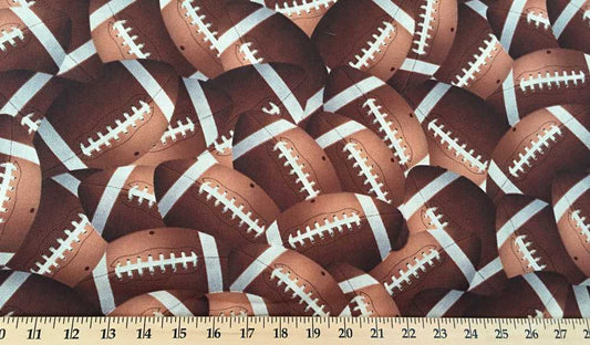 Footballs All Over Game School PE Football Sports Cotton Fabric BTY or HY t6/29