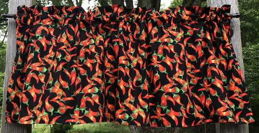 Red Hot Chili Peppers on Black Custom Sewn Handcrafted Curtain Valance NEW